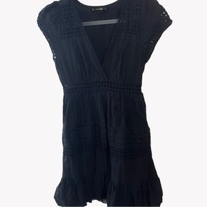 Zara Black playful split-neck mini dress| Brunch dress | Spring dress | Size: S